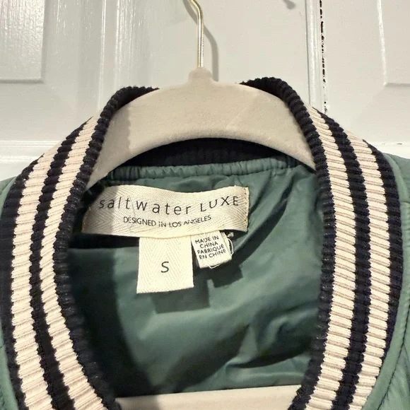 saltwater LUXE Lightweight Quilted Bomber Jacket - Sage Green - Size S - Picture 4 of 8